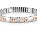 044034/006 Bracelet XTE S/steel,9ct gold,8 stones PINK CORAL