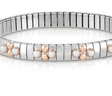 044034/007 Bracelet XTE S steel,9CT Rose gold ,8 stones WHITE PEARL