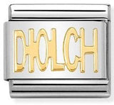 030107/30 Classic WRITING,S/Steel,bonded yellow gold DIOLCH
