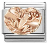 430106/09 Classic RELIEF S/Steel & Bonded Rose GoldFrog on water lily