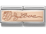 430710/14 Classic DBL ENGRAVED S/Steel,9kRose gold Love with flower