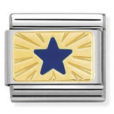 030284/41 Classic PLATE,S/steel,enamel,yellow gold Blue Star