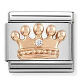 430305/24Classic Symbol,S/Steel,9K rose gold, CZ ,Crown.