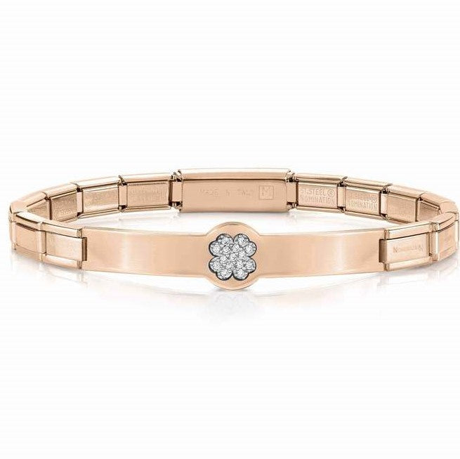 TRENDSETTER,S/Steel, 925 silver,CZ ROSEGOLD PVD finish four-leaf clover 021135/006
