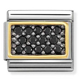030323/10 Classic PAVE BLACK RHODIUM,S/steel,Bonded Yellow Gold,CZ,
