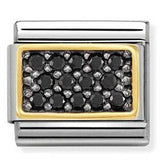 030323/10 Classic PAVE BLACK RHODIUM,S/steel,Bonded Yellow Gold,CZ,