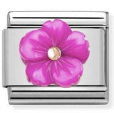 430510/08 Classic STONE Flower,S/steel,9k gold, Fuschia