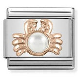 430511/01 Classic RELIEF & STONES st.steel, 9K rose gold Crab WHITE PEARL