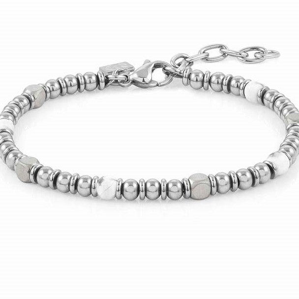 027905/042 INSTINCT bracelet,S/steel,stones WHITE AGATE VENICE