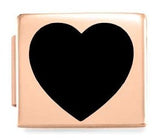 230203/03  Glam steel,enamel Fin, PINK GOLD Heart BLACK