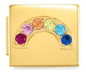 230308/01  Glam steel,cz Fin, YELLOW GOLD Rainbow