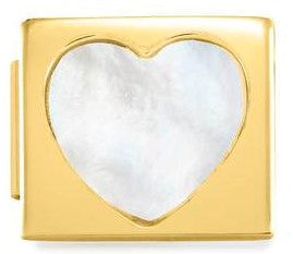 230503/01 Glam steel,yellow GOLD Fin. Stones, Mother of Pearl Heart