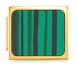 230503/07 Glam steel, yellow GOLD Fin stones Green Square