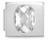 230602/01 Glam CZ FACETED, steel, White Cz Stone