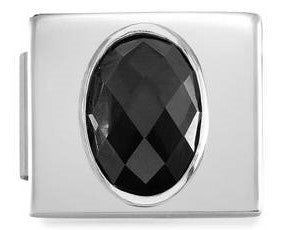 230602/10  Glam, Steel, Black CZ FACETED Stone