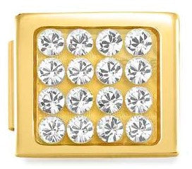 230605/01 Glam,steel,CZ Fin, YELLOW GOLD White Pave