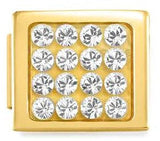 230605/01 Glam,steel,CZ Fin, YELLOW GOLD White Pave