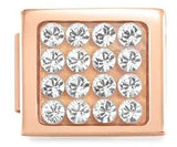 230603/01 Glam steel, CZ Fin, PINK GOLD White Cz Pave
