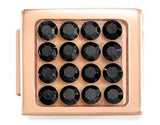 230603/10 Glam,steel, CZ  Fin, PINK GOLD Black CZ Pave