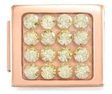 230603/15  Glam in steel and CZ Fin, PINK GOLD,Pink Champagne CZ Pave