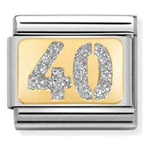 030224/04 Classic GLITTER PLATES, steel, enamel, bonded yellow gold, SILVER Number 40