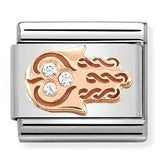 430305/33 Classic S/Steel, 9K rose gold & CZ,Hand of Fatima