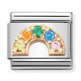 430302/32 Classic S/steel, 9K rose gold & CZ  Rainbow