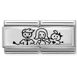330710/33 Classic DOUBLE ENGRAVED  S/steel, silver 925, Family with baby girl