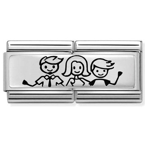 330710/34 Classic DOUBLE ENGRAVED S/steel & silver 925 Family with little boy