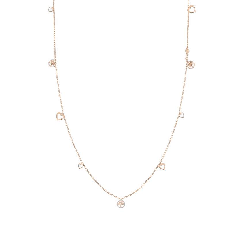 148412/002 VITA necklace ,925 silver, CZ,LONG stones Tree Life Pink Gold