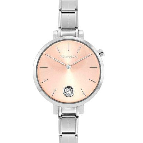 076033/027 Paris Round Watch, Rose col. Face & CZ