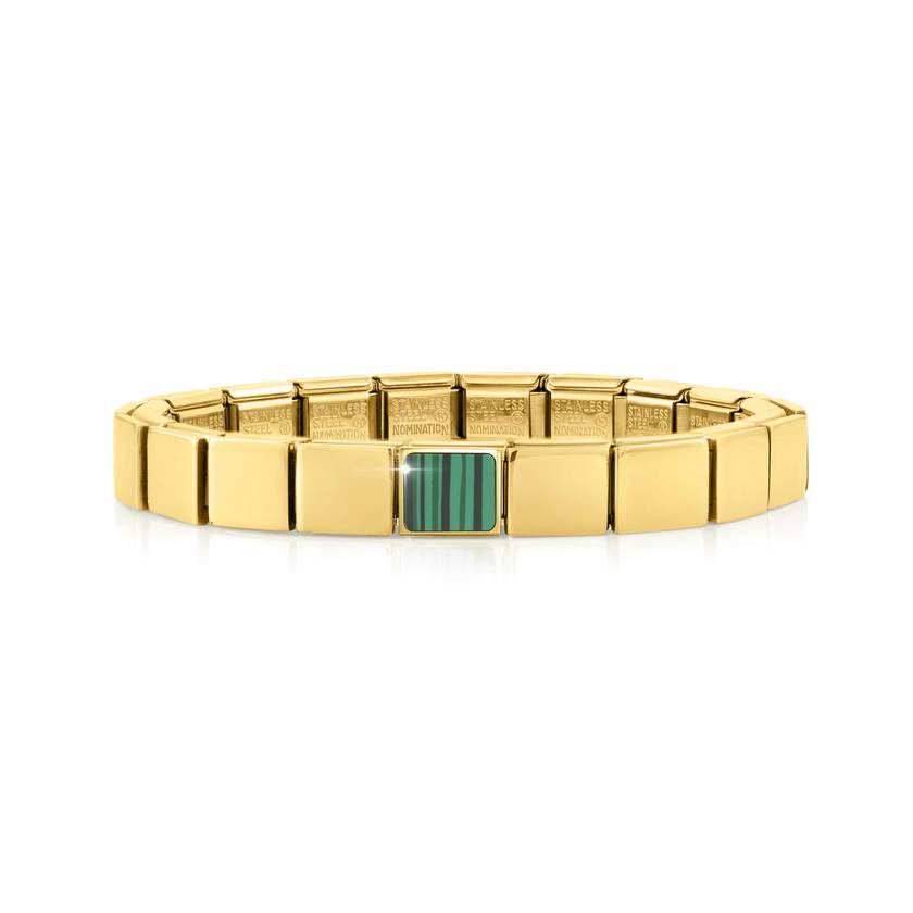 239103/11 GLAM bracelet, 1 symbol, YELLOW GOLD finish Square MALACHITE