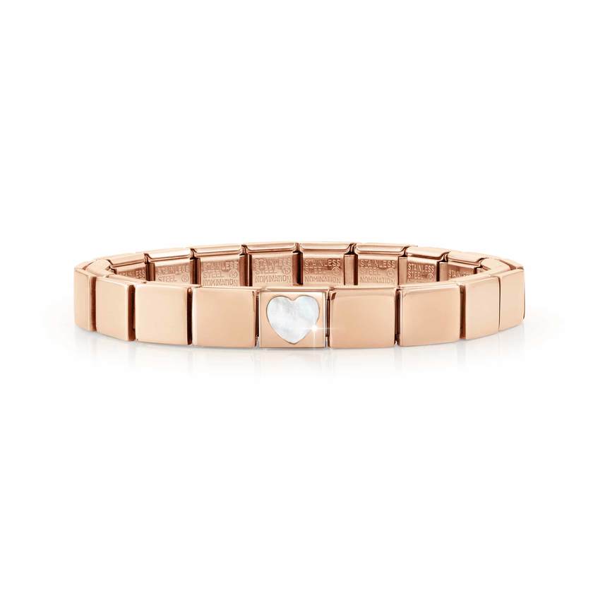 239104/08 GLAM bracelet ,1 symbol ROSE GOLD finish,Heart WHITE MOTHER OF PEARL