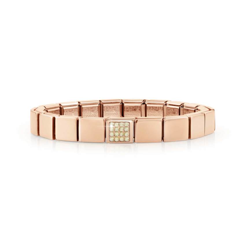 239104/13 GLAM bracelet ,1 symbol ROSE GOLD finish,  CHAMPAGNE Pave