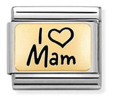 030166/03 Classic PLATES, steel ,bonded yellow gold I Love Mam