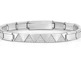 021140/001 TRENDSETTER, NEW YORK bracelets,steel,WHITE CZ Triangles Steel.
