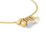 SOUL bracelet,925 silver,CZ. RICH white pearl Yellow Gold Plate