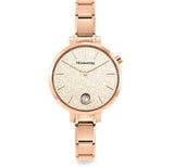 076034/025 PARIS watch,ROUND,steel strap, ROSEGOLD  PVD zircon, Gliter Rose Face