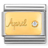 030519/04 Classic MONTH STONE, steel, stones,yellow gold  April DIAMOND