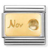 030519/11 Classic MONTH STONE ,steel, stones,yellow gold November CITRINE