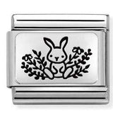 330111/20 Classic PLATES (IC) steel, 925 silver. Rabbit FLOWERS