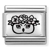 330111/30 Classic PLATES (IC) steel, 925 silver. Owl FLOWERS