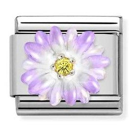 330321/03 CL SIMBOLS S/S, enamel, CZ. 925 silver PURPLE flower