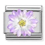 330321/03 CL SIMBOLS S/S, enamel, CZ. 925 silver PURPLE flower