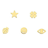 MELODIE earrings kit ed,HAPPY,925 silver,cz,Mixed LUCK Yellow gold 147722/085