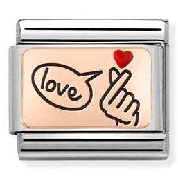 430201/19 Classic PLATES,S/Steel, Bonded Rose Gold,enamel, Snap Fingers Love