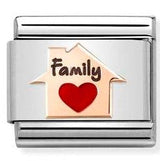 430202/11 Classic ,S/steel, enamel,Bonded Rose Gold Red Heart House