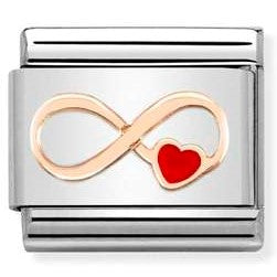 430202/12 Classic ,S/steel, enamel,Bonded Rose Gold Infinity Red Heart