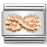 430106/24 Classic RELIEF SYMBOLS S/steel Bonded Rose Gold Infinity Rope