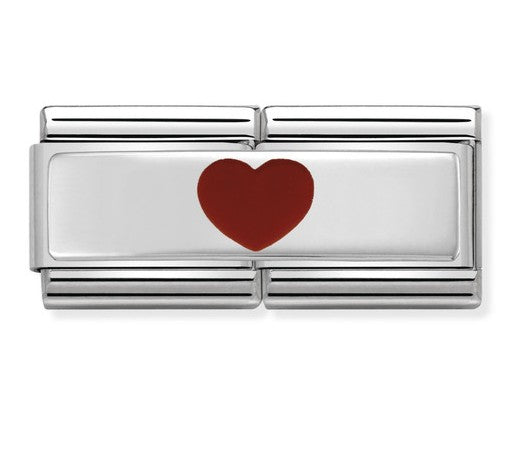 330721/10 DOUBLE Classic,steel,enamel,silver925,Red HEART in the middle